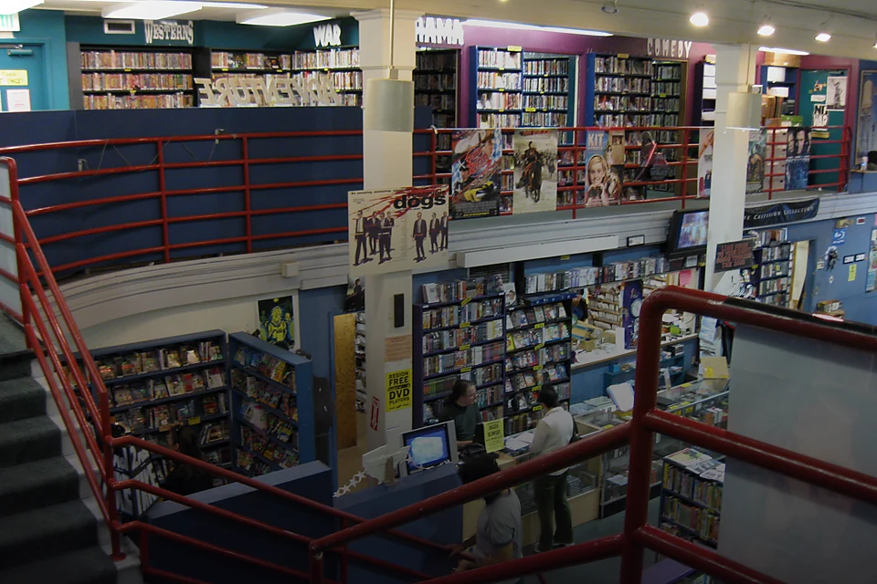 A game rental store counter