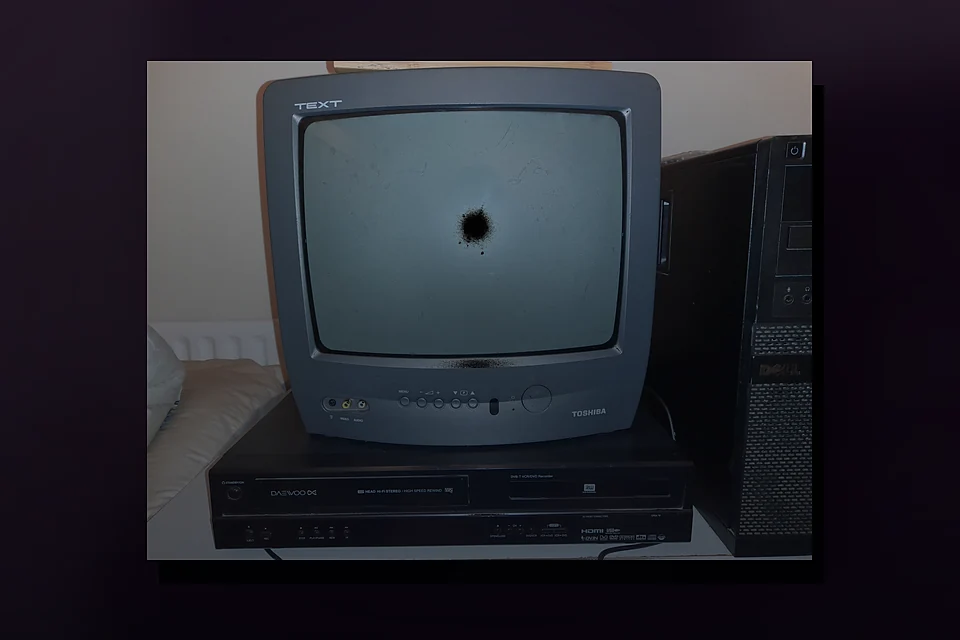 The family CRT television in a living room